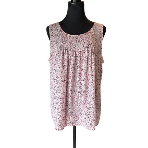 Carolina Belle Montreal Pink Floral Sleeveless Pleated Blouse Tank Top size XXL - Picture 2 of 9